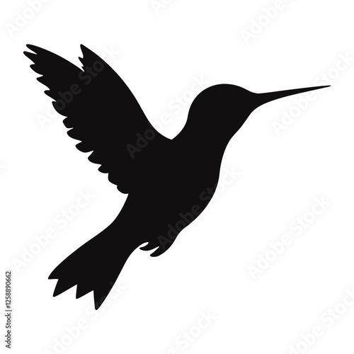 Hummingbird silhouette illustration simple black vector