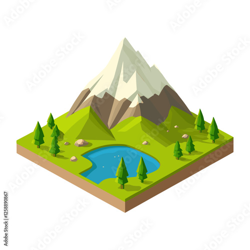 Mountain art illustration isometric vector