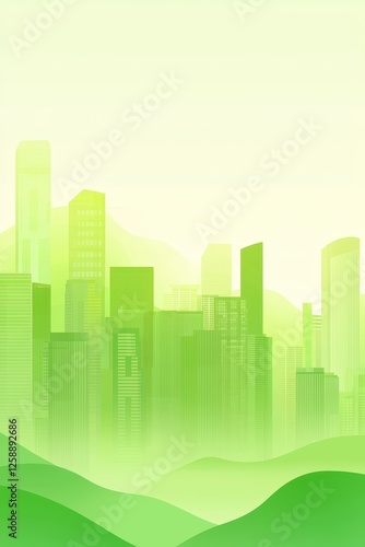 Urban landscape transformation futuristic city digital art green environment aerial view sustainability concept