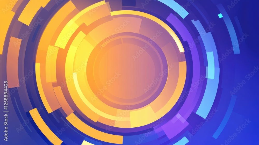Abstract Circular Design with Yellow Purple and Blue Hues Abstract Circular Design with Yellow Purple and Blue Hues