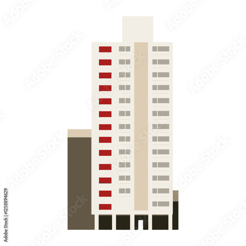 High rise condominium complex architecture illustration minimalist vector