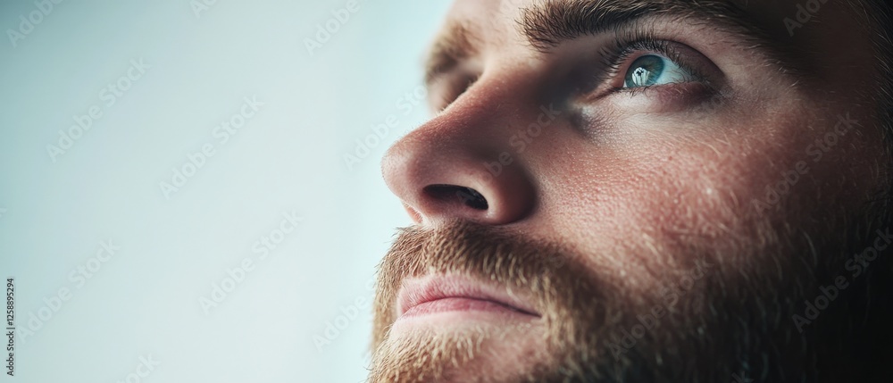 Obraz premium man with beard looking up