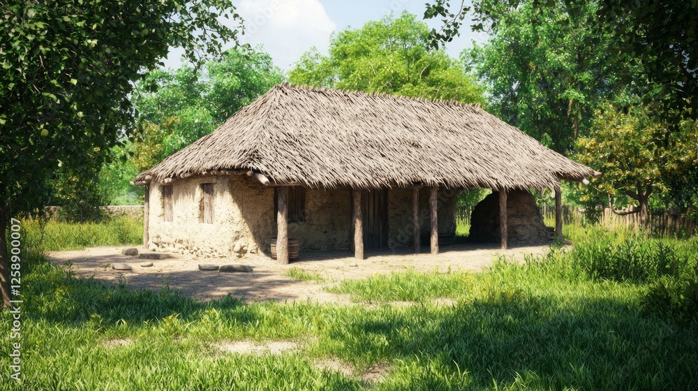 Small Community Meeting Hall Surrounded by Lush Greenery Small Community Meeting Hall Surrounded by Lush Greenery