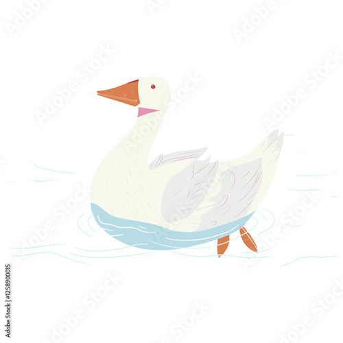 Cute goose on the lake illustration anseriformes waterfowl animal vector