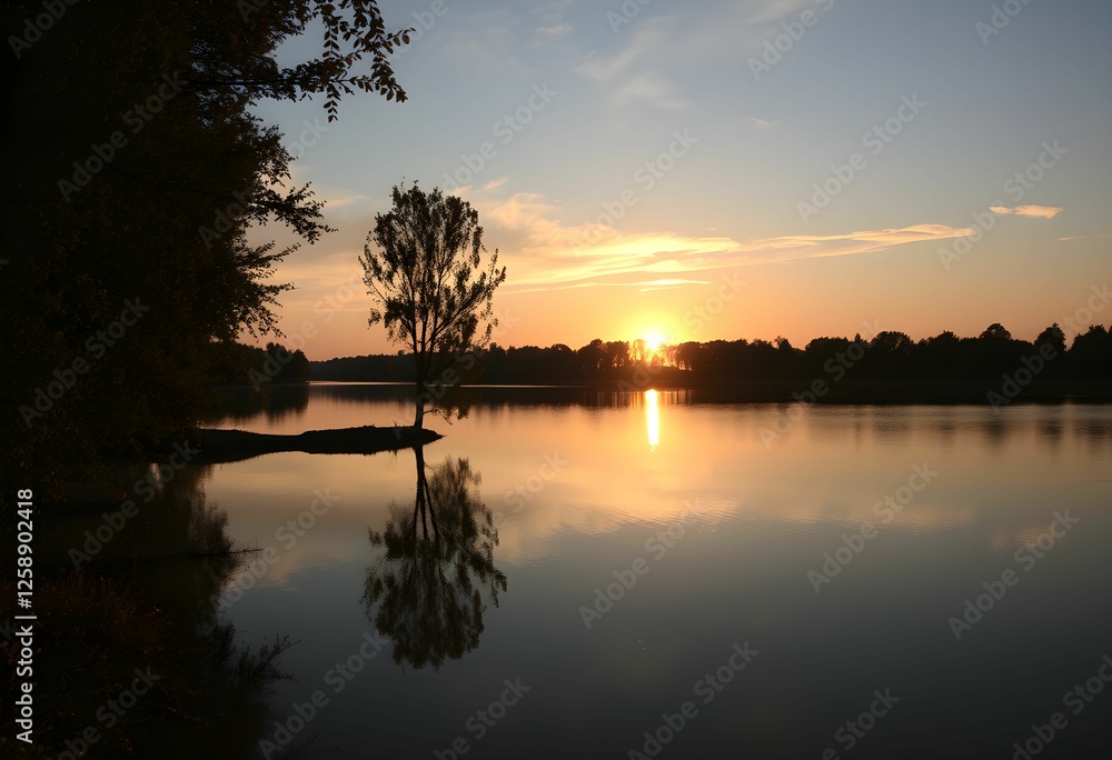 Fototapeta premium sunset on the river