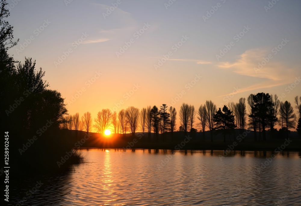 Fototapeta premium sunset over the river
