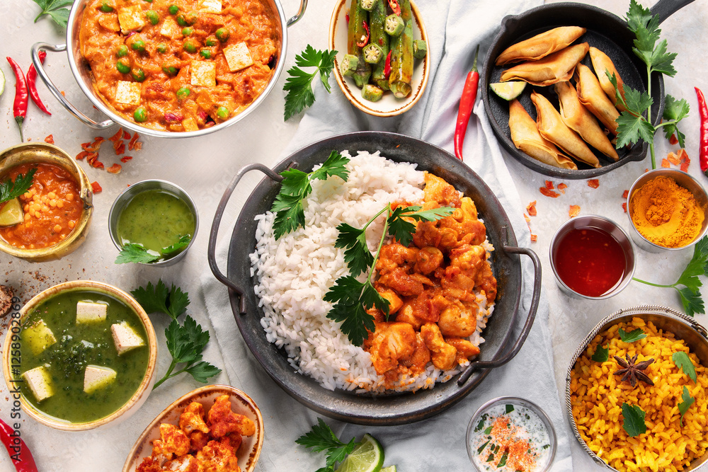 Indian food assortment. Indian food assortment.
