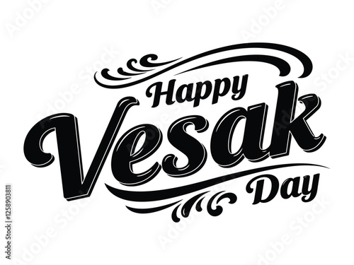 A simple  Vesak Day typography Design, Vesak Day text vector