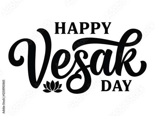 A simple  Vesak Day typography Design, Vesak Day text vector
