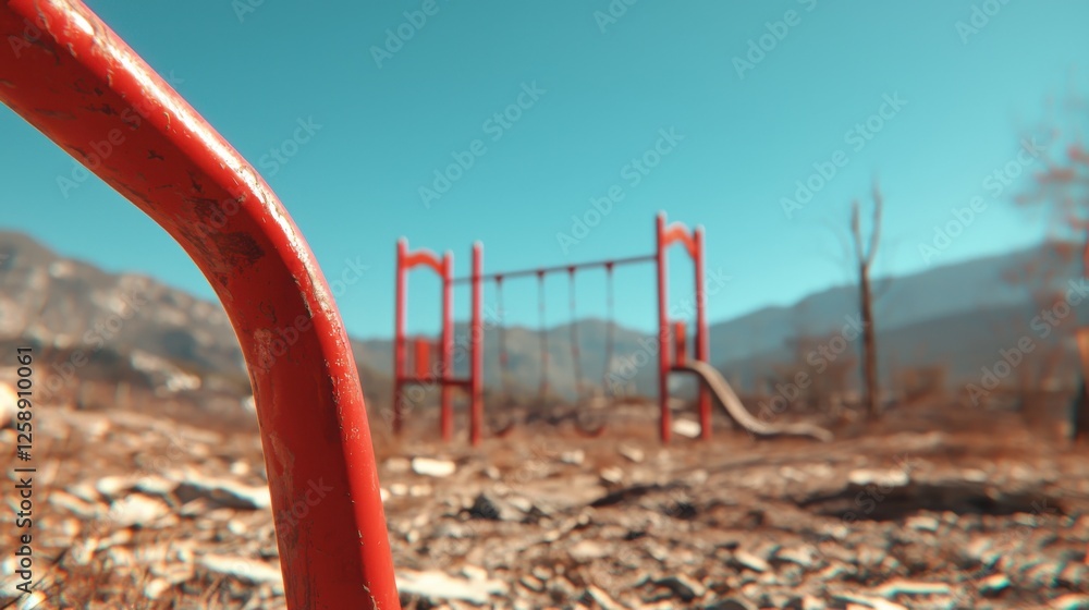 Abandoned playground rural area outdoor ground level decay and disuse Abandoned playground rural area outdoor ground level decay and disuse