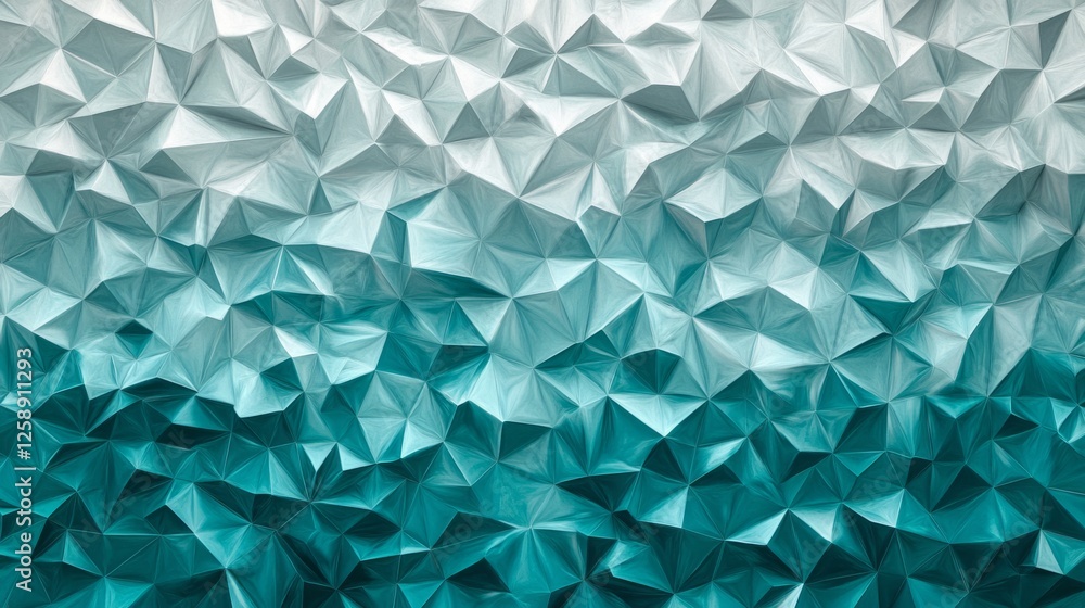 Abstract wall of triangular tiles in gradient shades of teal and gray generative ai Abstract wall of triangular tiles in gradient shades of teal and gray generative ai