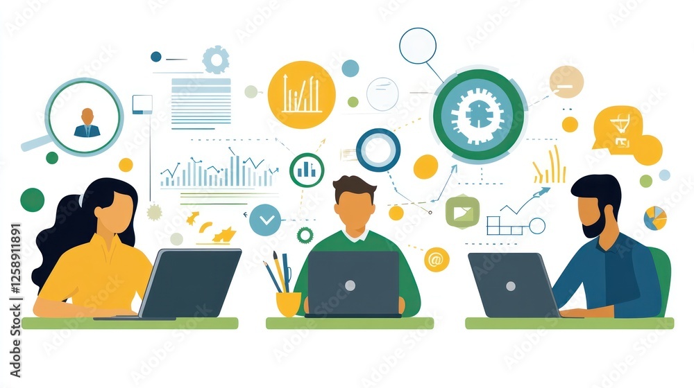 Teamwork Data Analysis Business People Laptops Charts Teamwork Data Analysis Business People Laptops Charts