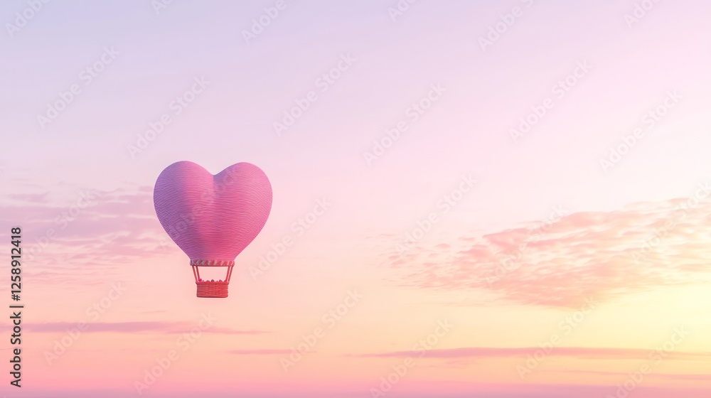Fototapeta premium Romantic Hot Air Balloon Ride at Sunset Over Colorful Sky