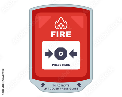 Fire alarm system on wall for fire alarm. press button when fire. beware of fire.