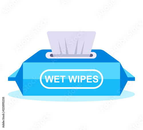 tissue box vector wet tissue for wiping clean to kill germs. Vector illustration