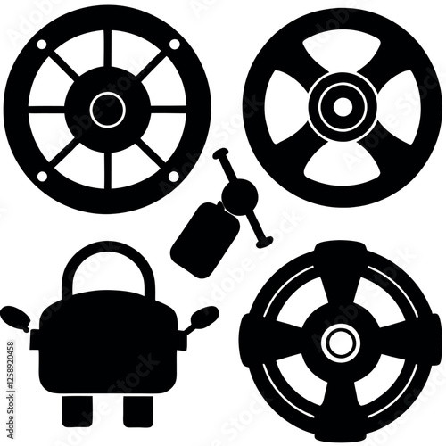 vector illustration of a set of car accessories