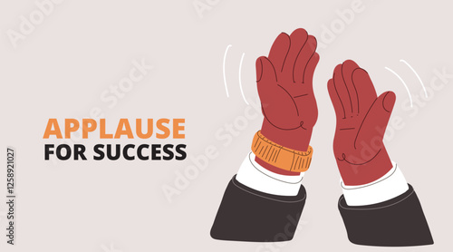 Cartoon vector illustration of hands clapping, representing celebration, acknowledgment, and praise