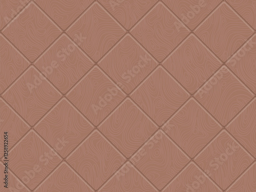 Seamless pattern with marble tiles in mocha mousse color. Abstract background for bathroom wall with brown ceramic mosaic with wavy lines pattern, vector cartoon illustration