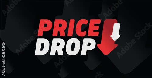 Text Price Drop Vector. Outlet Sale