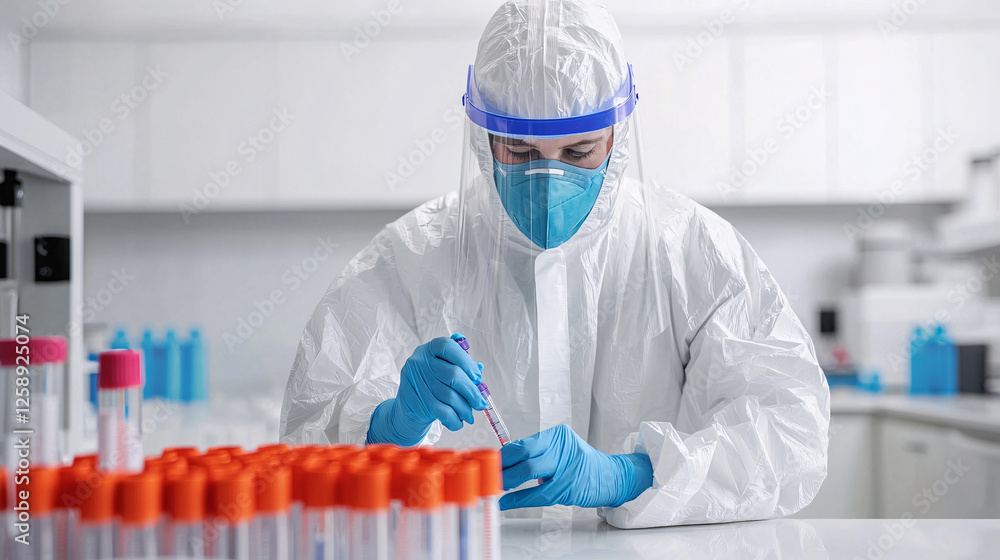 Laboratory technician conducts research experiment modern lab science content clean environment Laboratory technician conducts research experiment modern lab science content clean environment