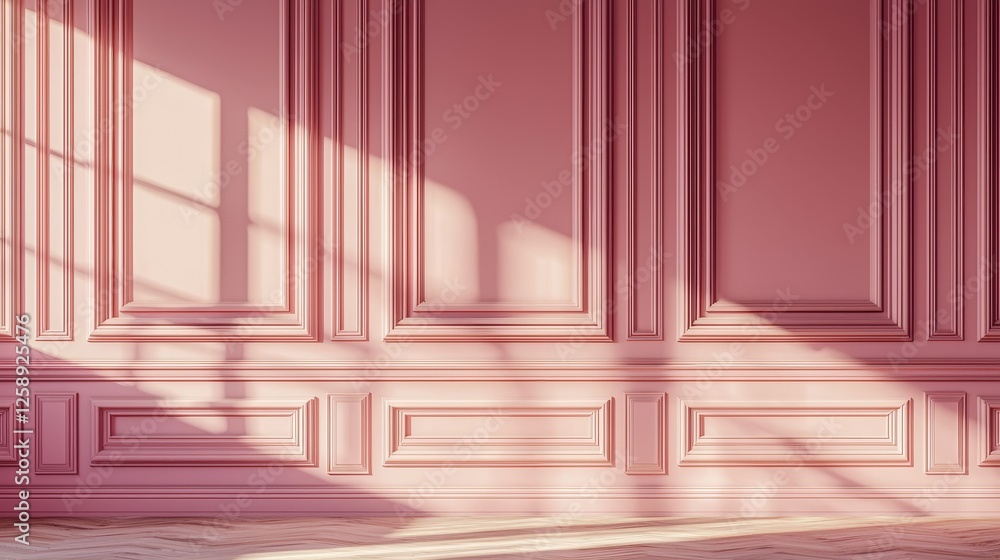 Pink Wall Paneling with Sunbeams, Interior Design, Minimalism, ,Wall Panels, Minimalist Design Pink Wall Paneling with Sunbeams, Interior Design, Minimalism, ,Wall Panels, Minimalist Design