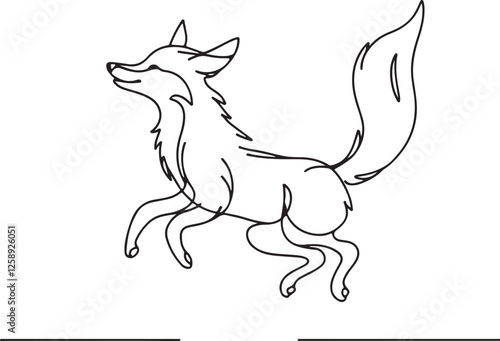 Fox Jumping High Line Art Vector Illustration