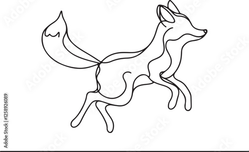 Fox Jumping High Line Art Vector Illustration