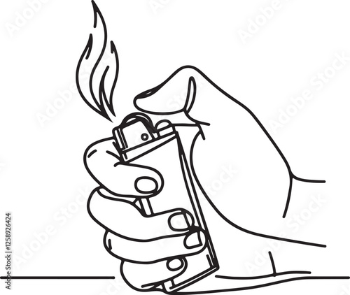 Vector Art of Hand Holding Lighter with Flame