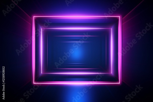 Abstract futuristic design with gradient patterns and neon elements in dark blue and purple colors photo