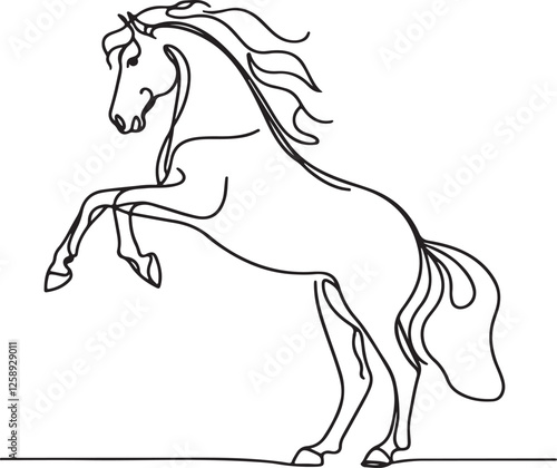 Minimalist Line Art of a Rearing Horse - Vector Design