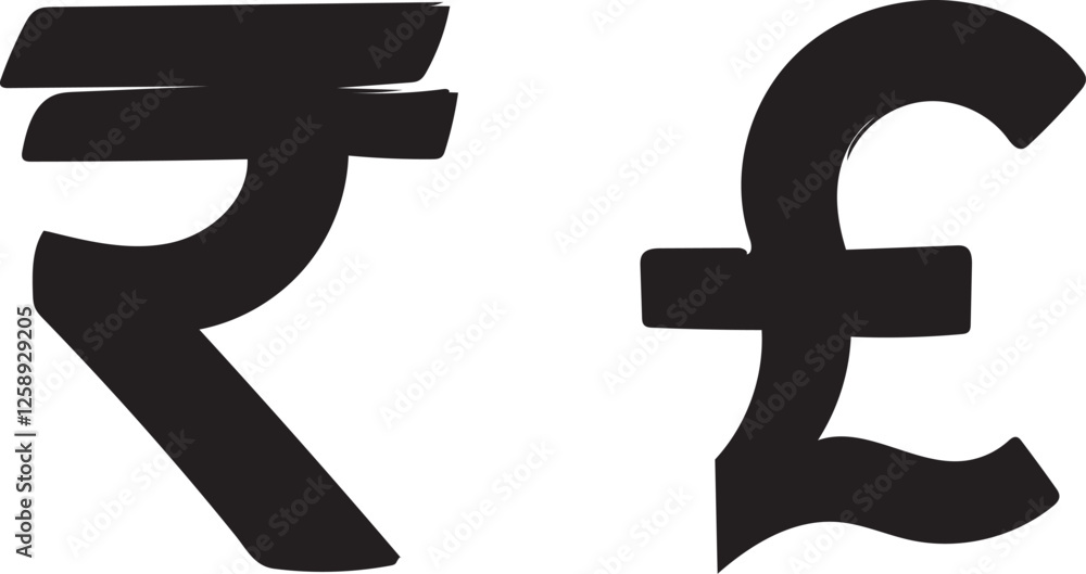 Chalk Style & Silhouette Currency Signs – Rupee, Dollar, Pound, Euro Vectors Chalk Style & Silhouette Currency Signs – Rupee, Dollar, Pound, Euro Vectors