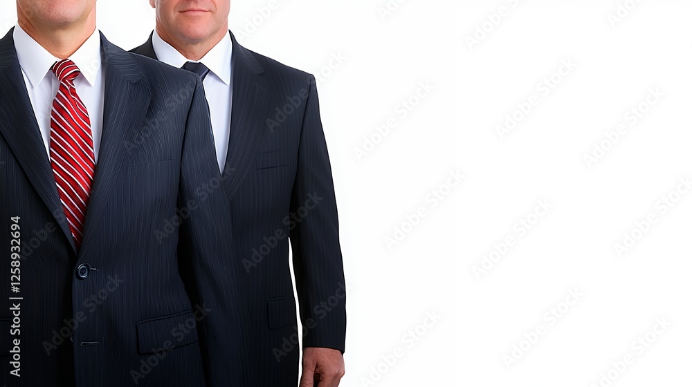 Businessmen In Dark Suits With Red Striped Ties