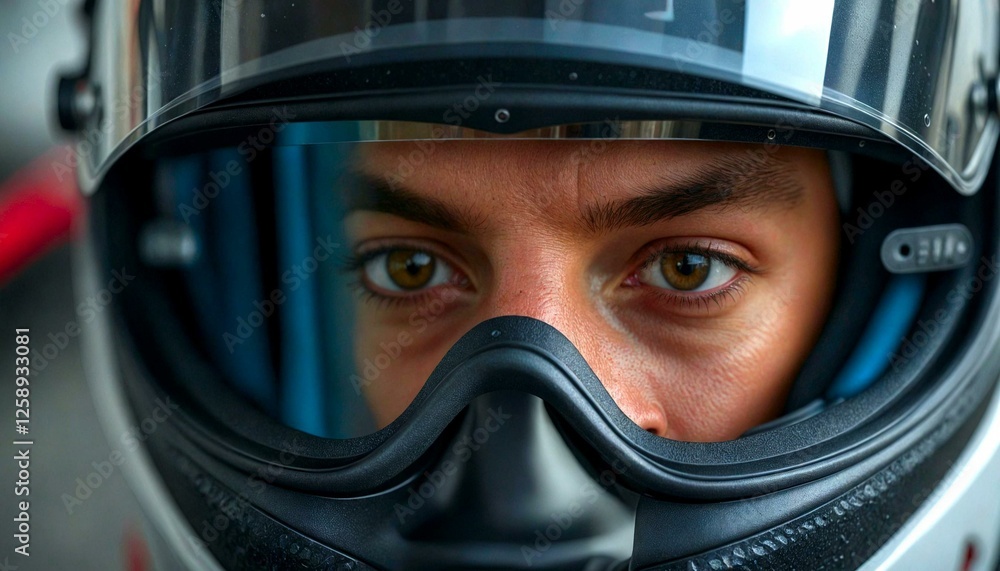 Man's Face Through Helmet and Goggles Man's Face Through Helmet and Goggles