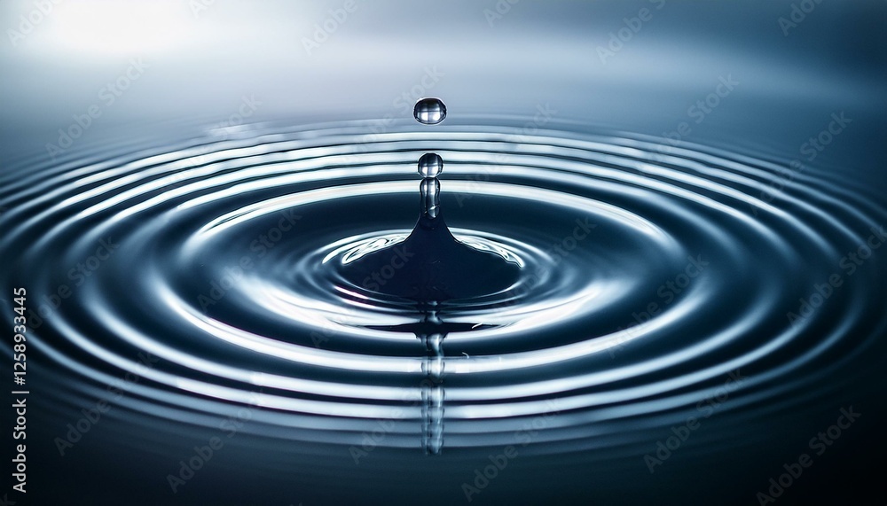 A calm, central point in a fluid surface, sending out soft, expanding ripples A calm, central point in a fluid surface, sending out soft, expanding ripples