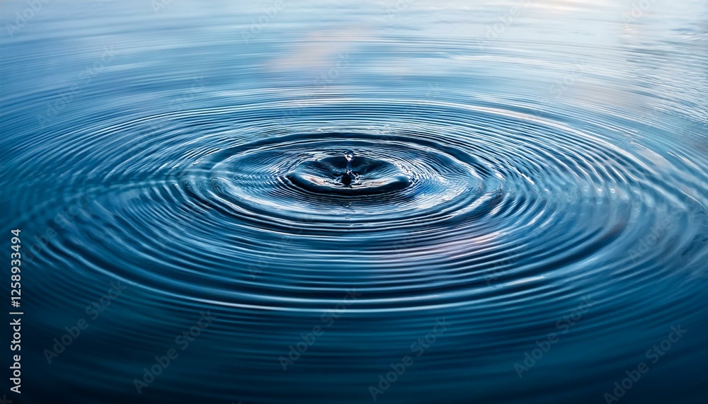 A calm, central point in a fluid surface, sending out soft, expanding ripples A calm, central point in a fluid surface, sending out soft, expanding ripples