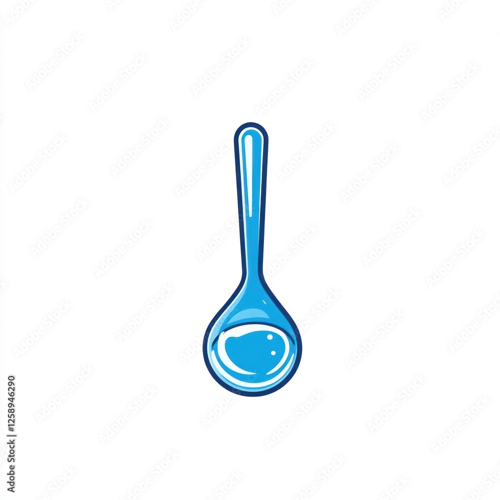 Cartoon illustration of a blue spoon Cartoon illustration of a blue spoon