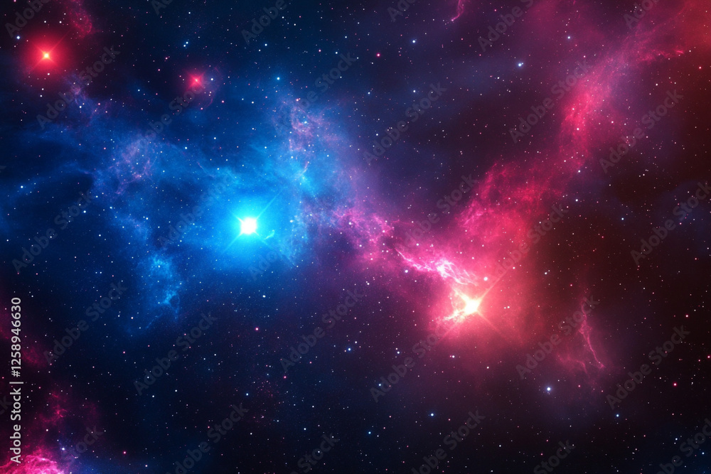 Obraz premium A close up of a galaxy with a bright blue and red light