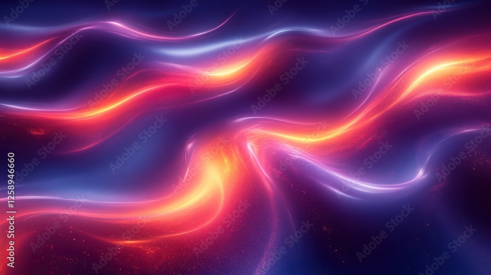Abstract Colorful Waves with Glowing Light on Dark Background Abstract Colorful Waves with Glowing Light on Dark Background