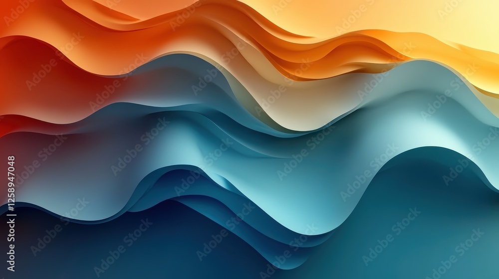 Fototapeta premium Abstract Waves in Warm and Cool Tones with Smooth Curves