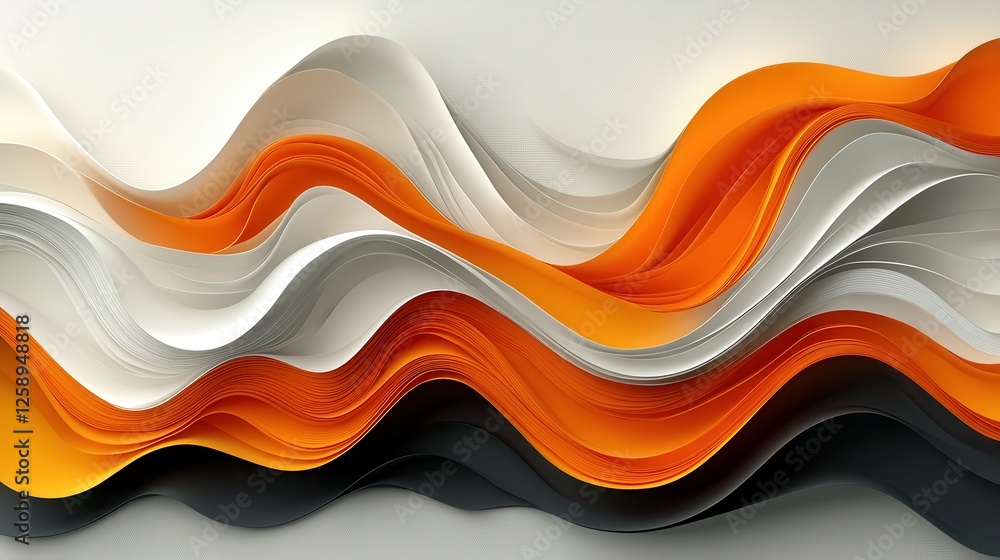 Abstract Wave Pattern of Colorful Curved Paper Sheets in Orange Abstract Wave Pattern of Colorful Curved Paper Sheets in Orange
