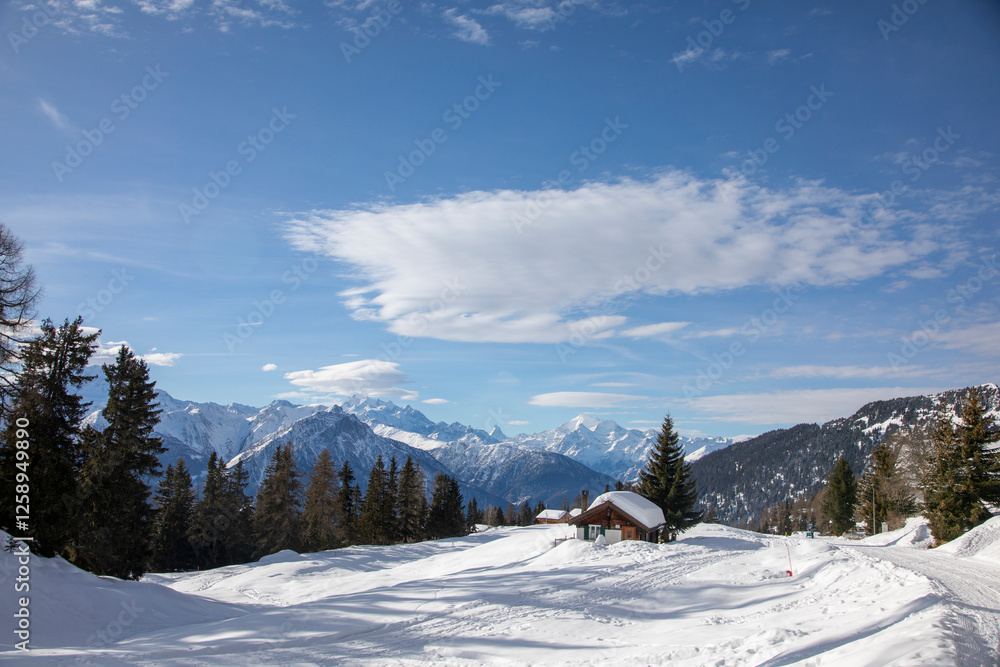 Fototapeta premium Ski resort, Bettmeralp, Switzerland