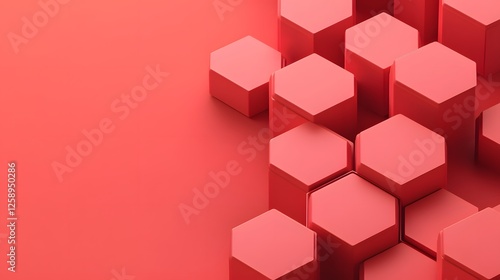 Abstract Red Hexagon Geometric Pattern Background