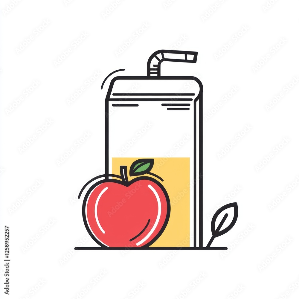 Apple Juice Box Illustration, Simple Design Apple Juice Box Illustration, Simple Design
