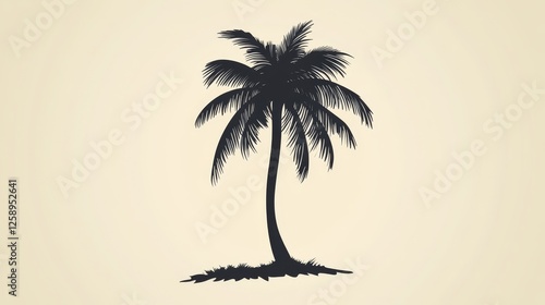 Wallpaper Mural Single Palm Tree Coconut Black Silhouette. Tropical Jungle Coco Plant. Vector Minimalist Illustration Torontodigital.ca