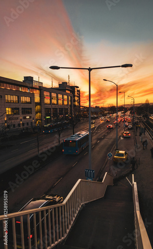 sunset in the city