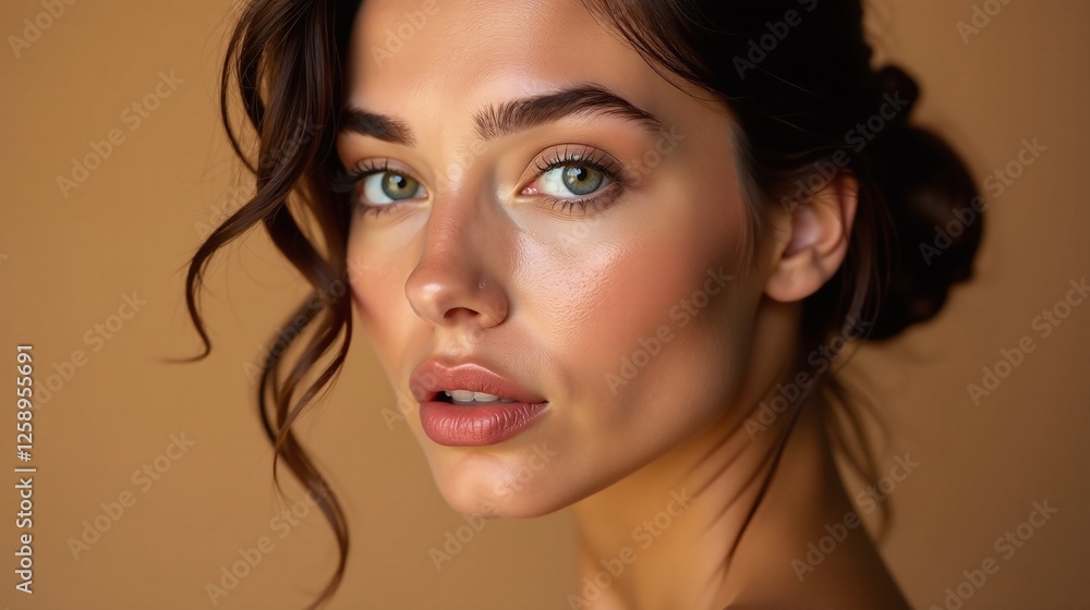 Obraz premium humanoid with wavy hair, fair skin, and gentle expression.