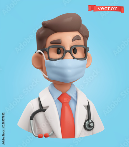Doctor 3d render vector icon