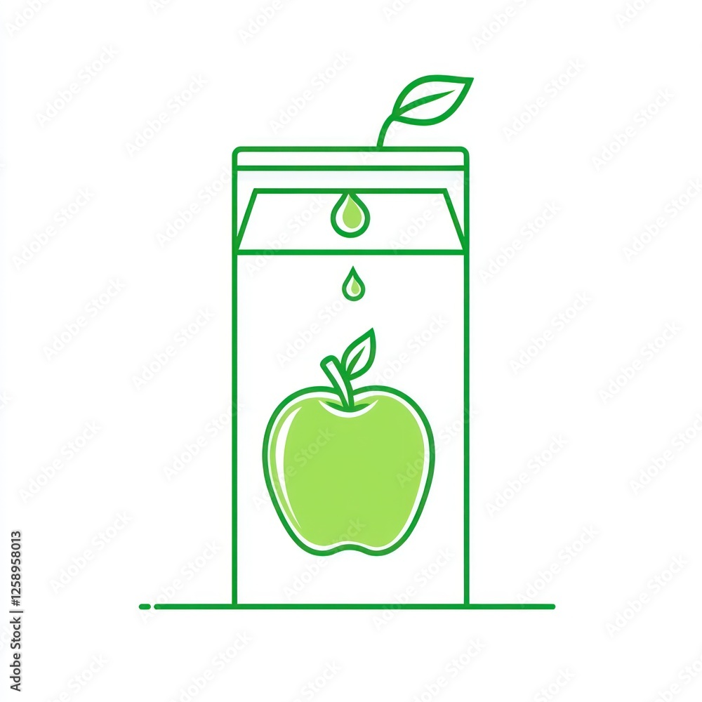 Green apple juice carton graphic illustration Green apple juice carton graphic illustration