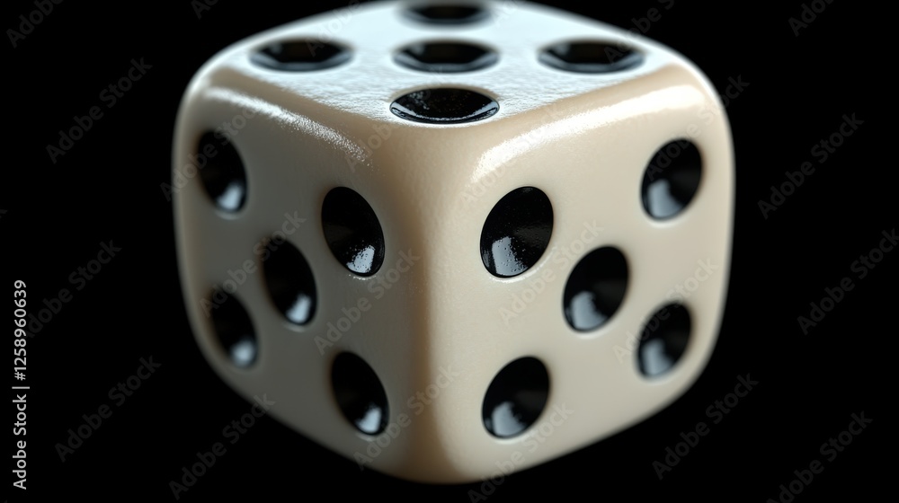 Perfect roll of dice captured on a matte black background with dramatic lighting Perfect roll of dice captured on a matte black background with dramatic lighting
