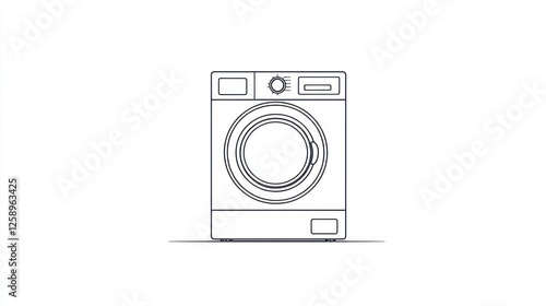 Simple Line Drawing of a Washing Machine photo